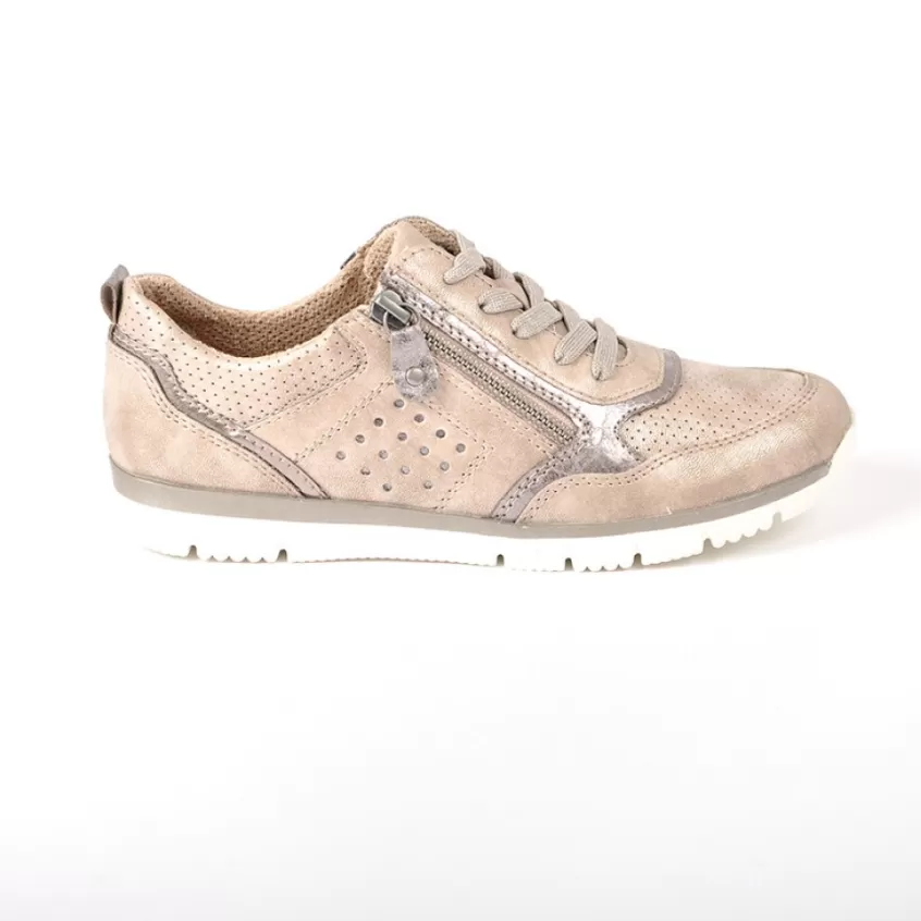 Chaussures Confort | RELIFE Baskets Femme Beige Avec Fermeture Eclair Sur Le Cote
