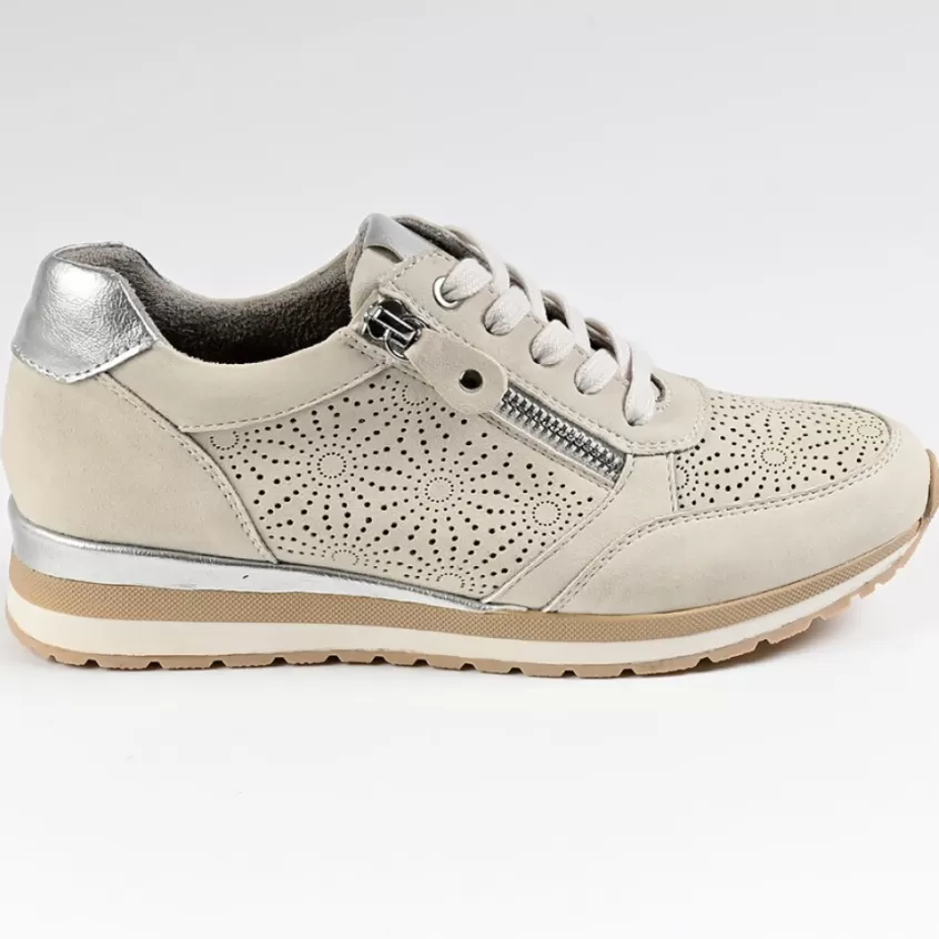 Chaussures Confort | SCALINA Baskets Femme Beige Avec Semelles Amovibles