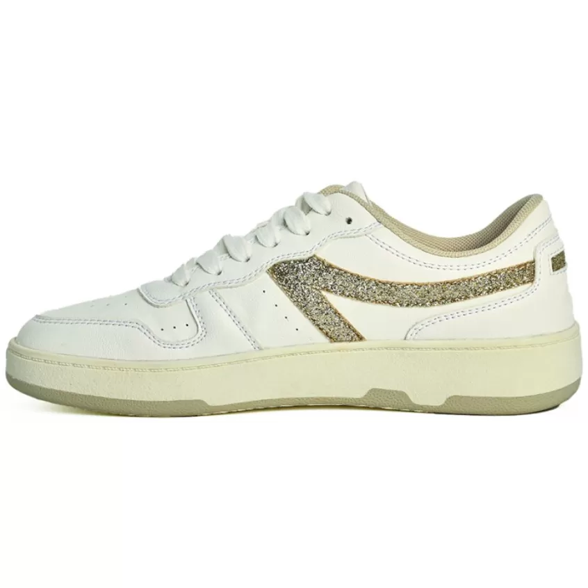 Baskets, Sneakers | STREET LIFE Baskets Femme Blanc Et Dore A Paillettes
