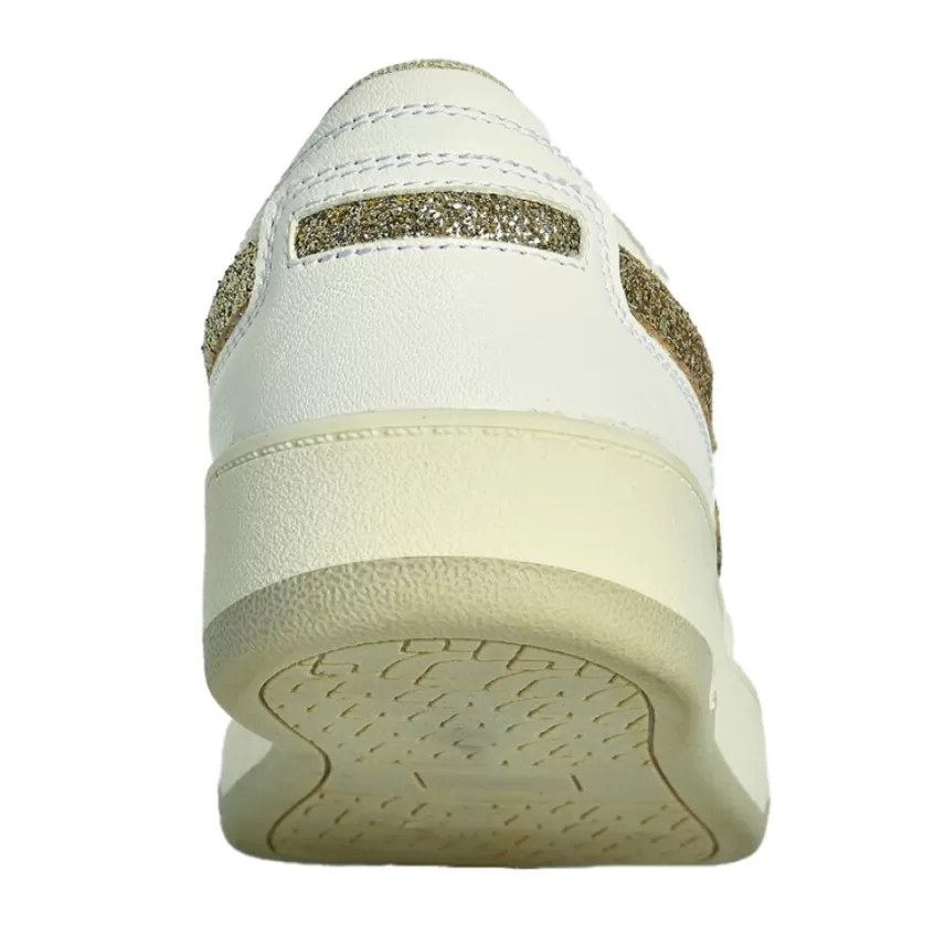 Baskets, Sneakers | STREET LIFE Baskets Femme Blanc Et Dore A Paillettes