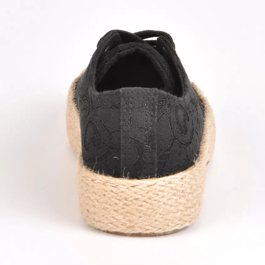Baskets, Sneakers | STREET LIFE Baskets Femme Dentelle Noire Et Semelle Corde