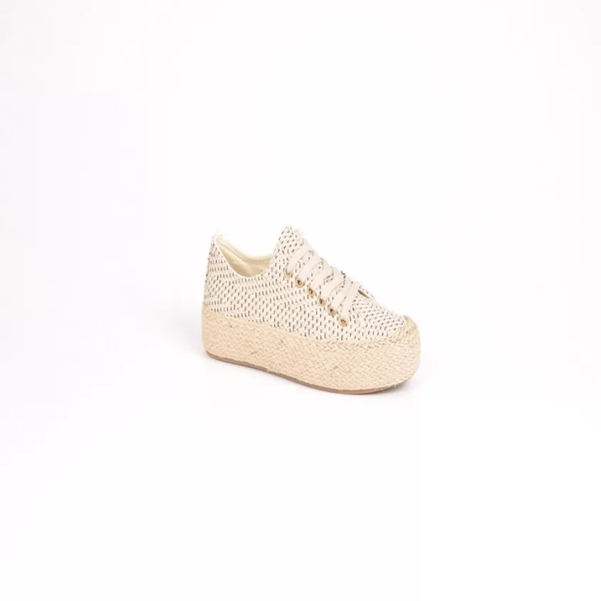 Baskets, Sneakers | STREET LIFE Baskets Femme En Toile Beige Semelle Corde