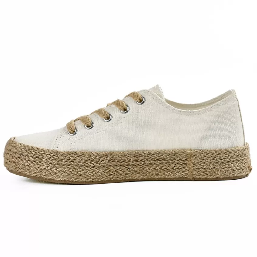 Baskets, Sneakers | STREET LIFE Baskets Femme En Toile Blanche Semelle Corde