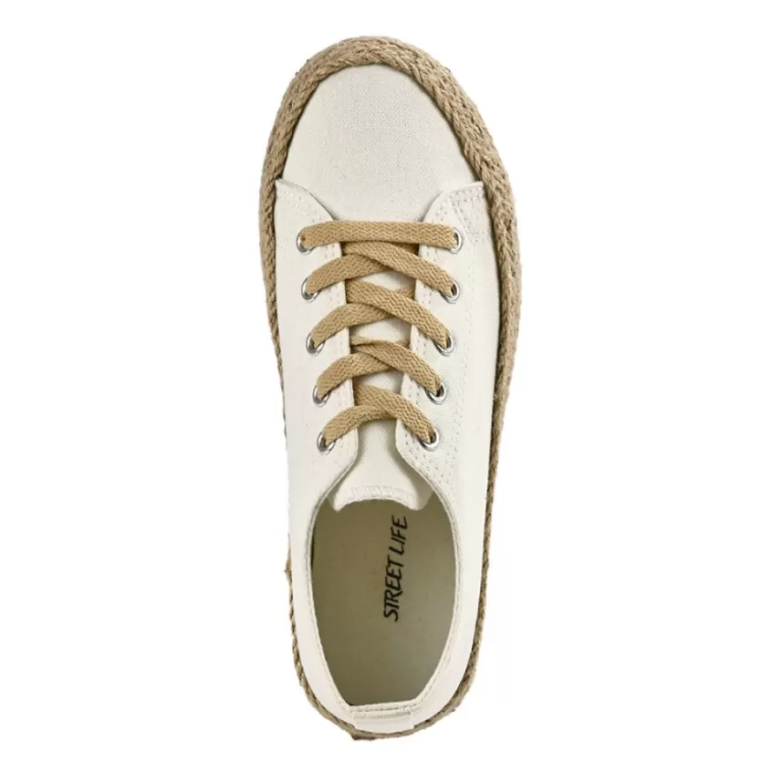 Baskets, Sneakers | STREET LIFE Baskets Femme En Toile Blanche Semelle Corde