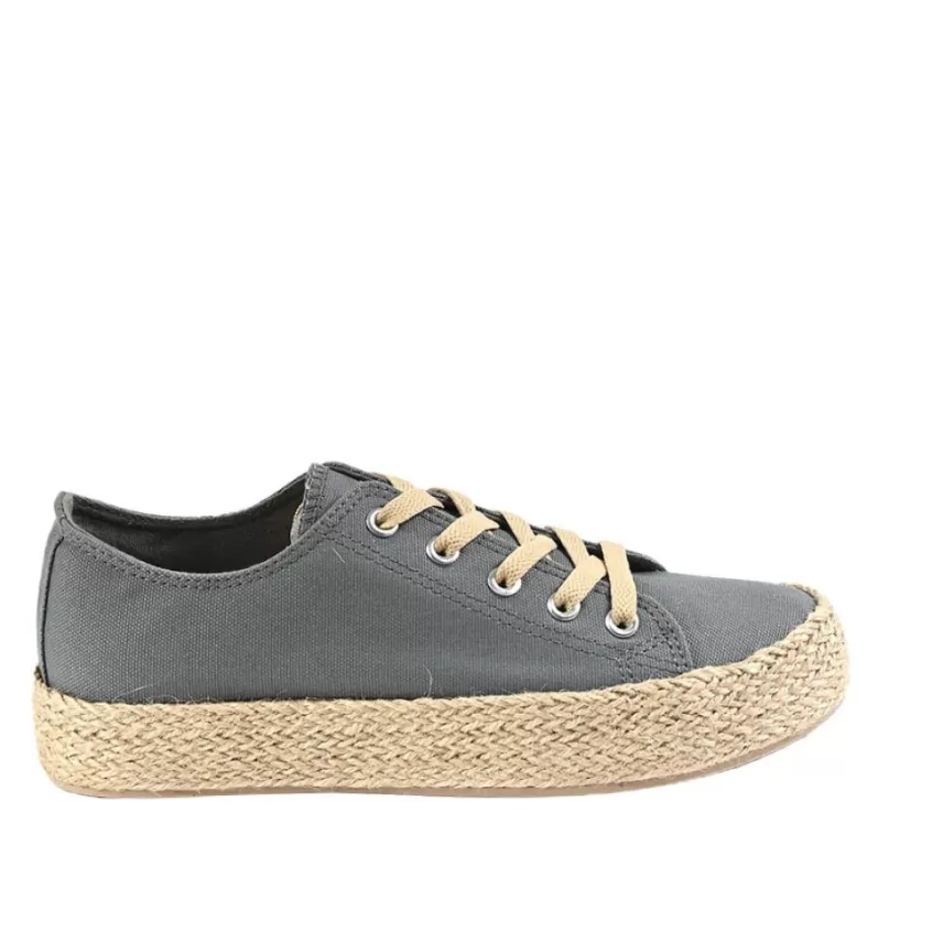Baskets, Sneakers | STREET LIFE Baskets Femme En Toile Grise Semelle Corde