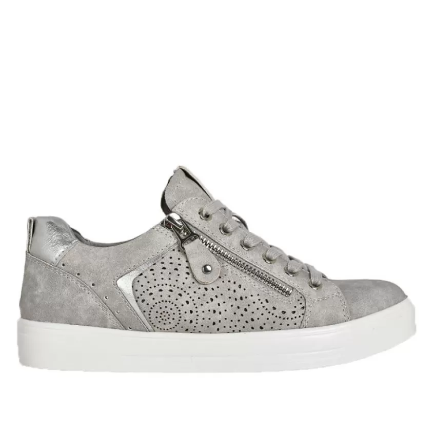 Chaussures Confort | SCALINA Baskets Femme Gris A Fermeture Eclair