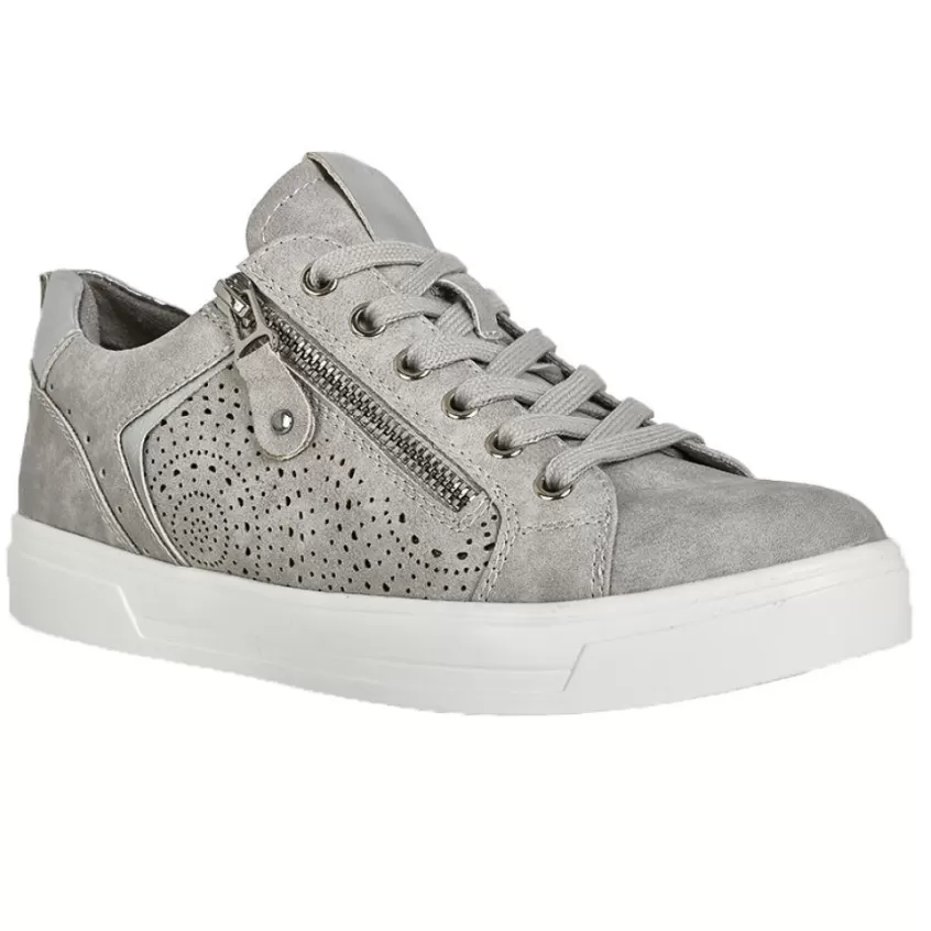 Chaussures Confort | SCALINA Baskets Femme Gris A Fermeture Eclair