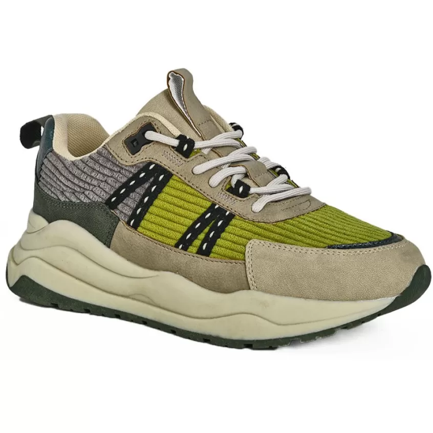 Baskets, Sneakers | STREET LIFE Baskets Femme Gris Et Vert Style Dad Shoes