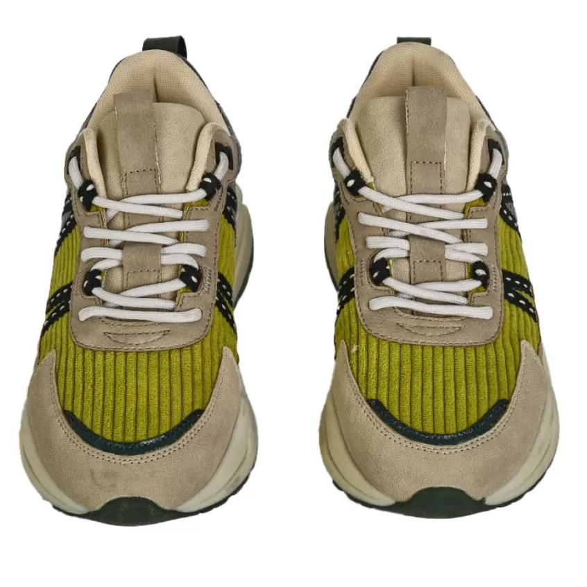 Baskets, Sneakers | STREET LIFE Baskets Femme Gris Et Vert Style Dad Shoes