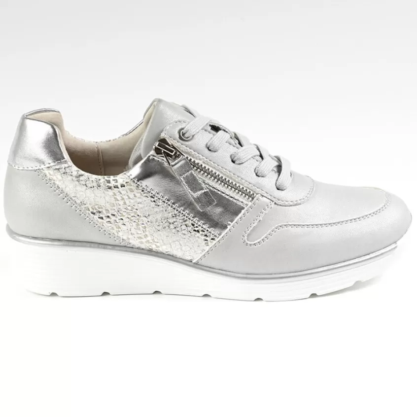 Chaussures Confort | SCALINA Baskets Femme Argente