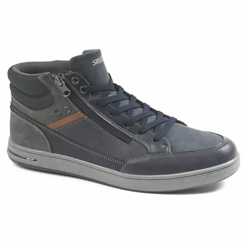 Baskets, Sneakers | STREET LIFE Baskets Homme Avec Zip Pratique Sur Le Cote Bleu Marine