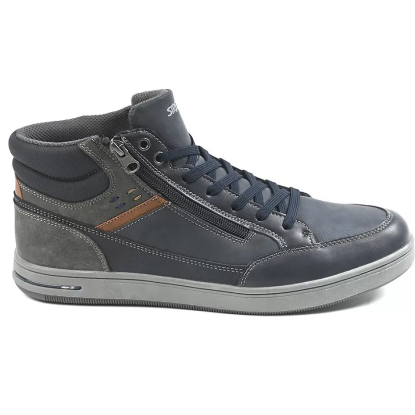 Baskets, Sneakers | STREET LIFE Baskets Homme Avec Zip Pratique Sur Le Cote Bleu Marine