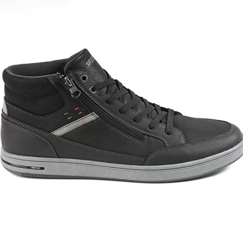 Baskets, Sneakers | STREET LIFE Baskets Montantes Homme Avec Zip Pratique Sur Le Cote Noir