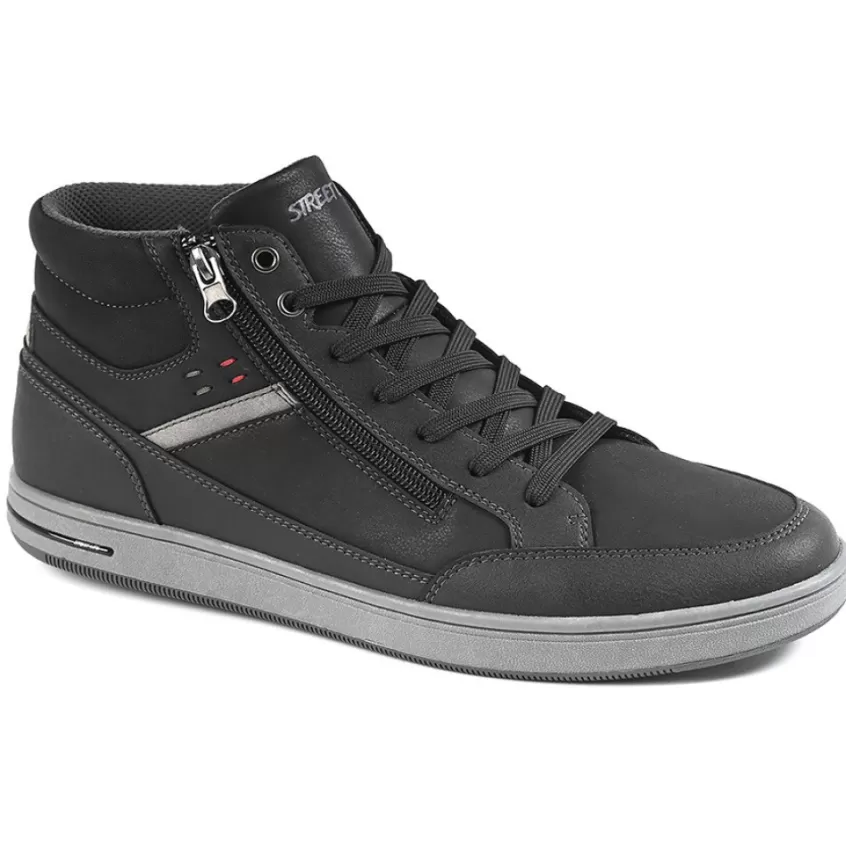 Baskets, Sneakers | STREET LIFE Baskets Montantes Homme Avec Zip Pratique Sur Le Cote Noir