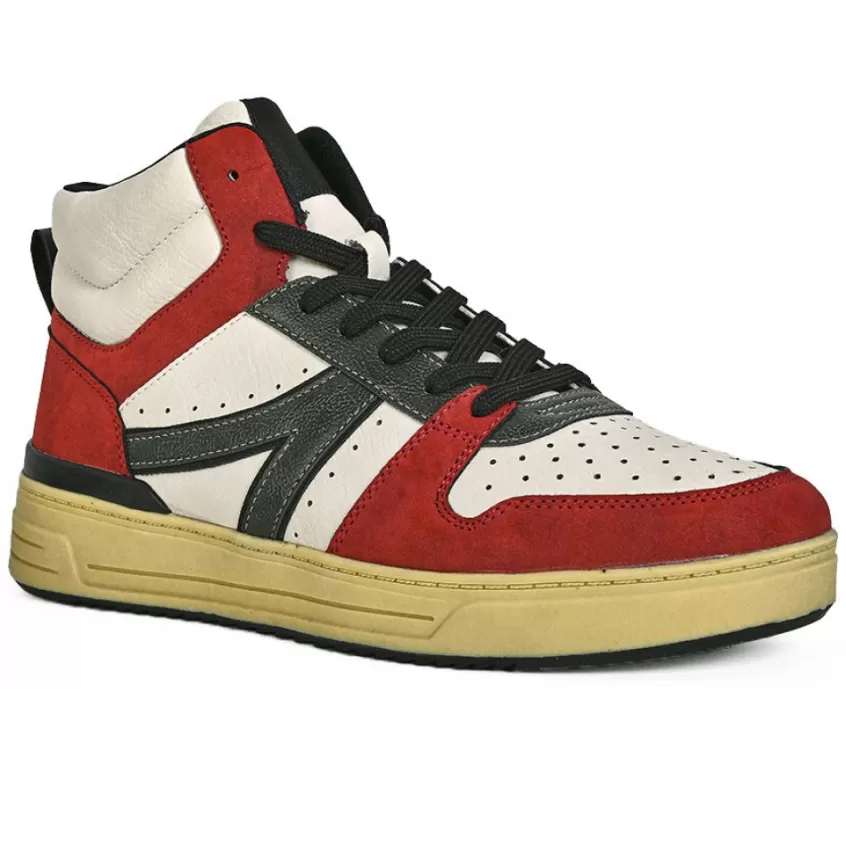 Baskets, Sneakers | STREET LIFE Baskets Montantes Homme Beige Et Bordeaux