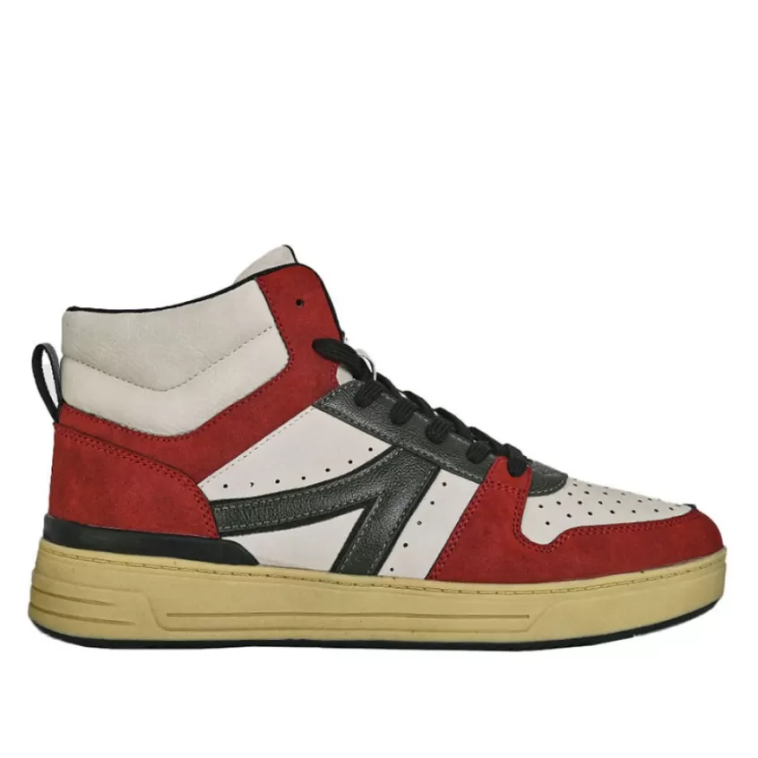Baskets, Sneakers | STREET LIFE Baskets Montantes Homme Beige Et Bordeaux