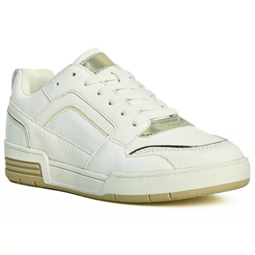 Baskets, Sneakers | STREET LIFE Baskets Plateforme Femme Blanc Et Dore