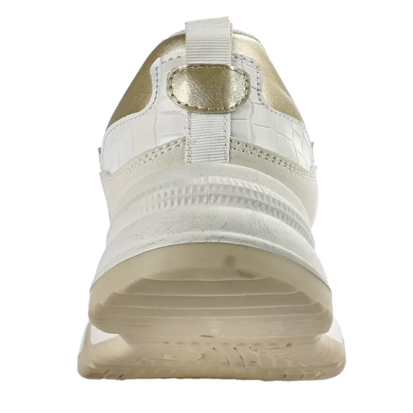 Baskets, Sneakers | STREET LIFE Baskets Plateforme Femme Blanc Et Dore