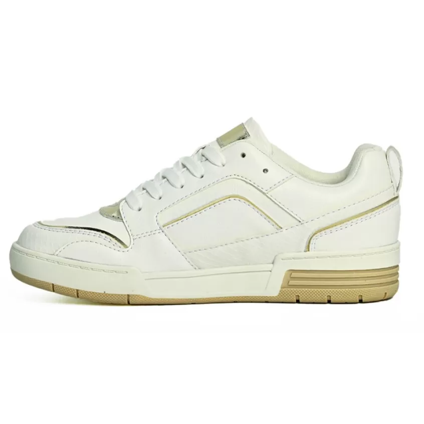 Baskets, Sneakers | STREET LIFE Baskets Plateforme Femme Blanc Et Dore