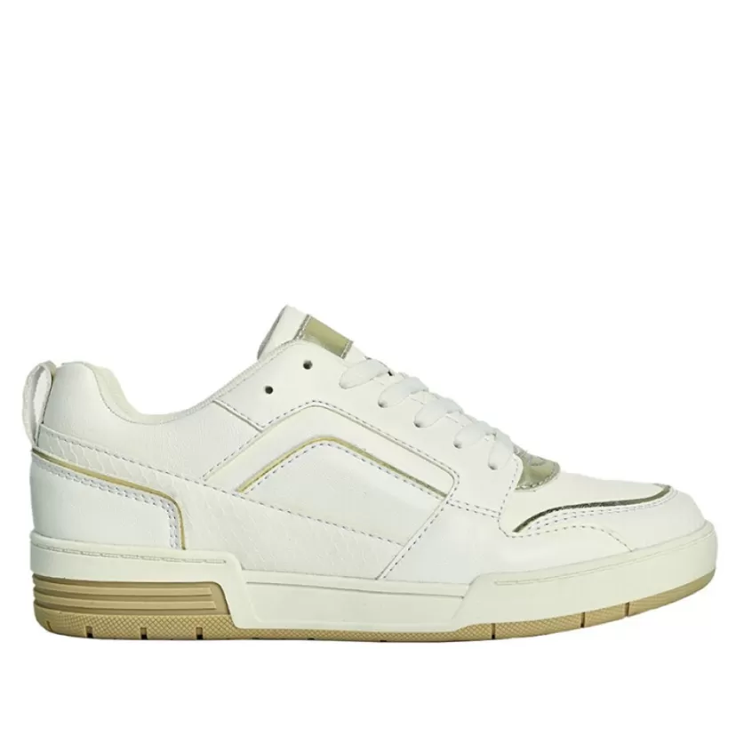 Baskets, Sneakers | STREET LIFE Baskets Plateforme Femme Blanc Et Dore