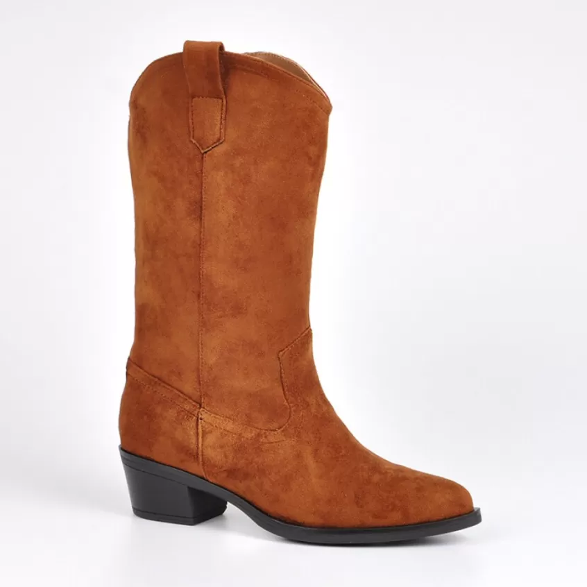 Bottes, Cuissardes | VICE VERSA Bottes A Talons Style Western Camel