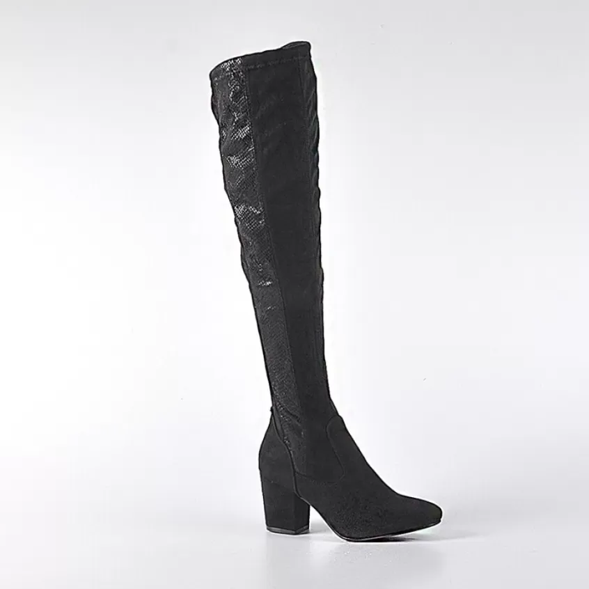 Bottes, Cuissardes | VICE VERSA Bottes Cuissardes Avec Effet Reptile Noir