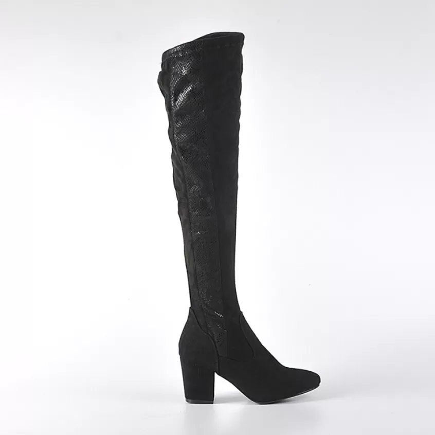 Bottes, Cuissardes | VICE VERSA Bottes Cuissardes Avec Effet Reptile Noir