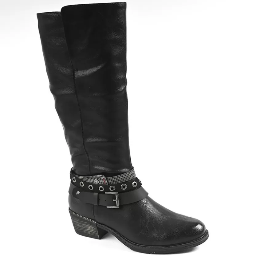 Bottes, Cuissardes | VICE VERSA Bottes Femme A Talons Style Western Noir