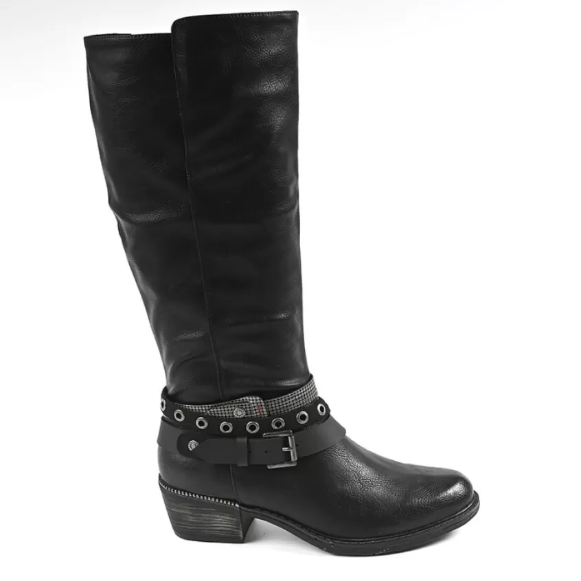 Bottes, Cuissardes | VICE VERSA Bottes Femme A Talons Style Western Noir