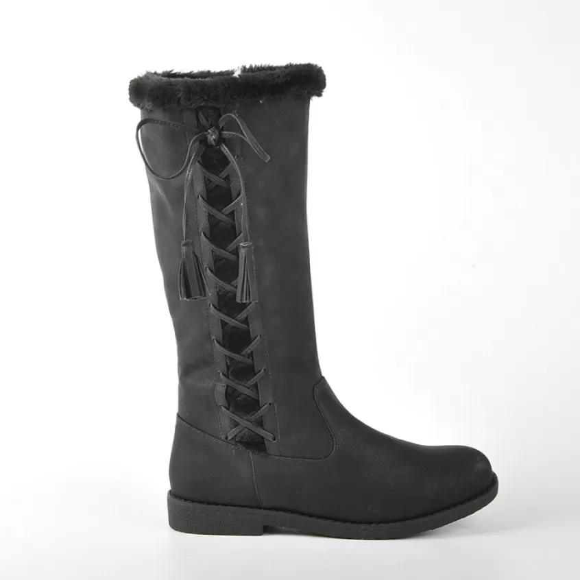 Bottes, Cuissardes | VICE VERSA Bottes Plates Avec Col Fausse Fourrure Noir
