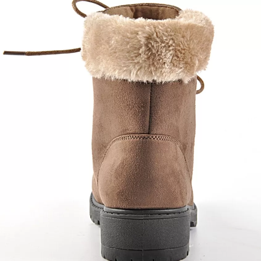 Boots, Bottines | VICE VERSA Bottines A Lacet Avec Col Fausse Fourrure Camel