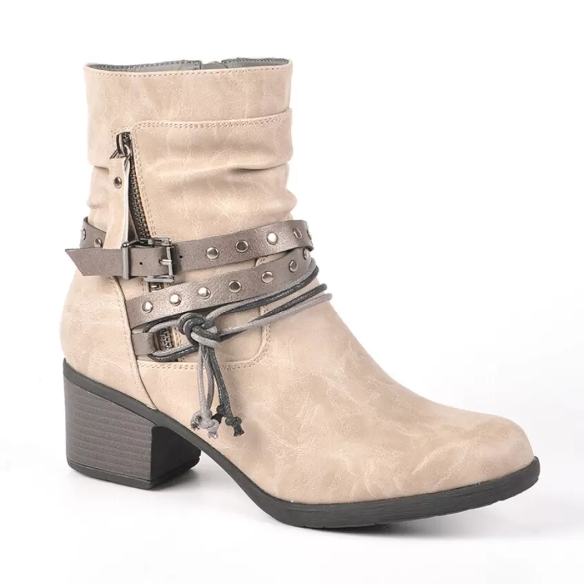 Boots, Bottines | VICE VERSA Bottines A Talon Femme Gris Avec Zip Decoratif