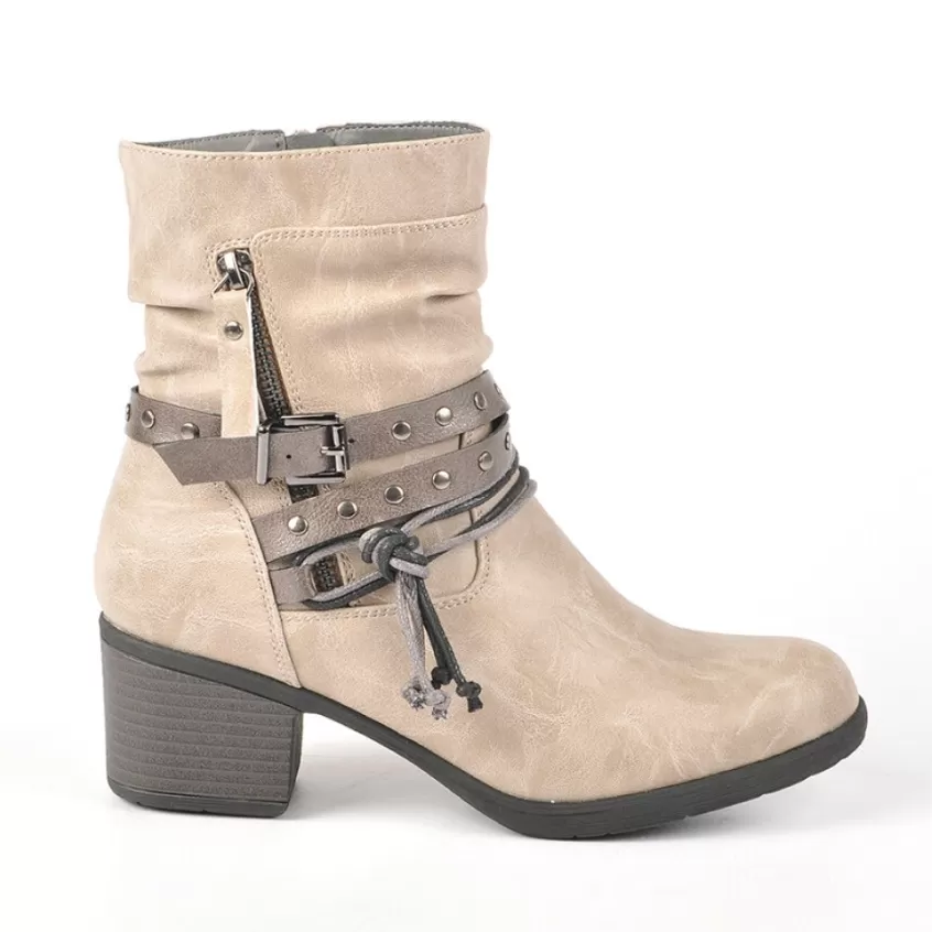 Boots, Bottines | VICE VERSA Bottines A Talon Femme Gris Avec Zip Decoratif