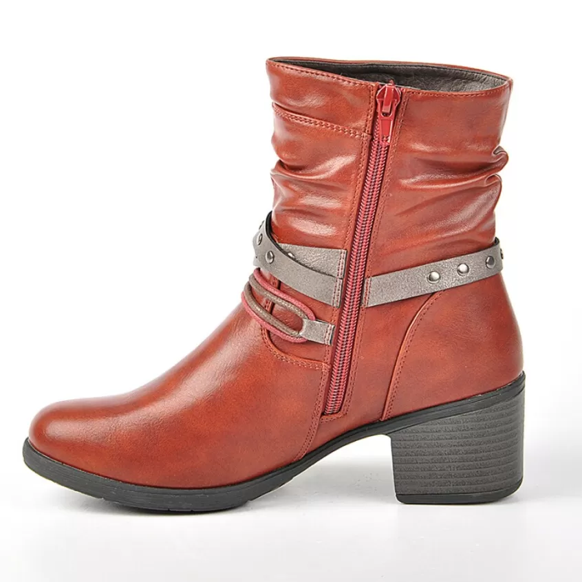 Boots, Bottines | VICE VERSA Bottines A Talon Femme Rouge Avec Zip Decoratif