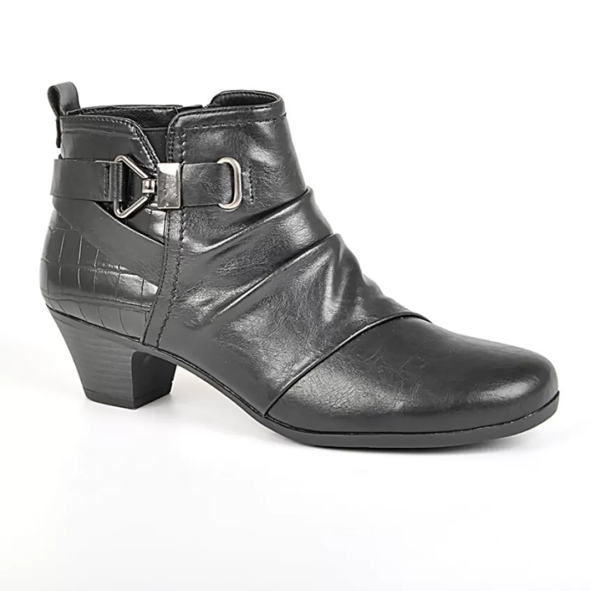Chaussures Confort | SCALINA Bottines A Talons Avec Boucles Metalliques Noir