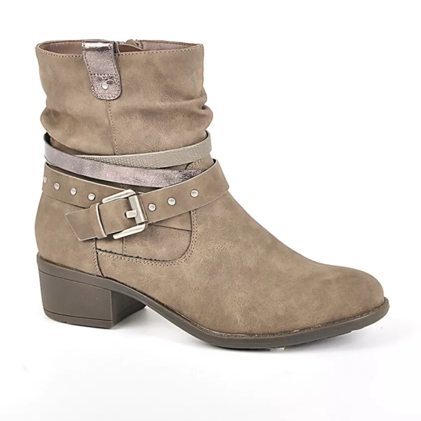 Boots, Bottines | VICE VERSA Bottines A Talons Avec Boucles Metalliques Gris