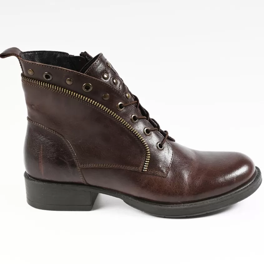Boots, Bottines | TIPO ALTO Bottines A Talons Avec Lacets Elastiques Marron