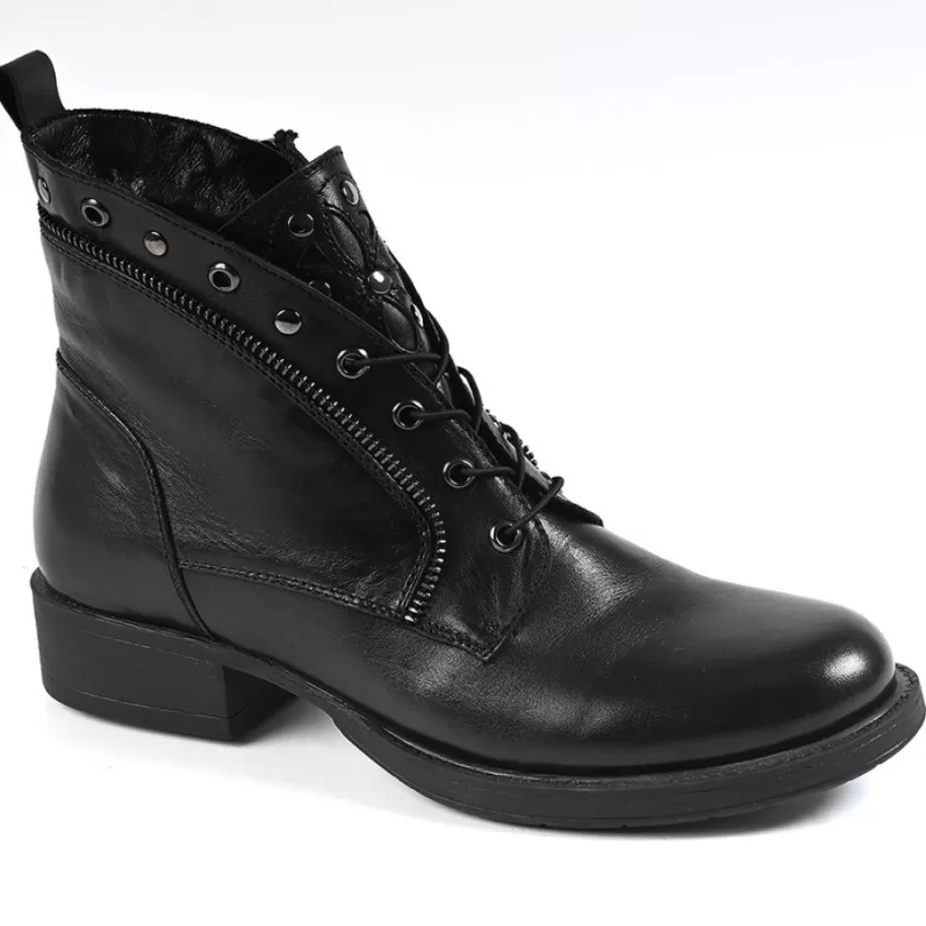 Boots, Bottines | TIPO ALTO Bottines A Talons Avec Lacets Elastiques Noir