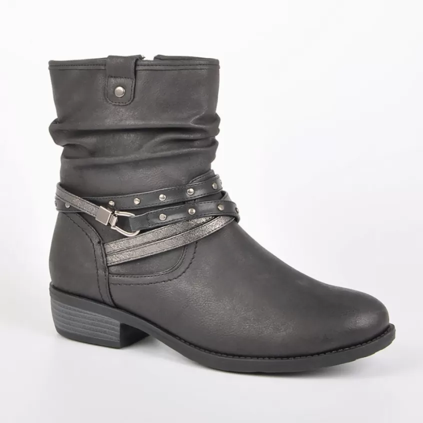Chaussures Confort | SCALINA Bottines A Talons Avec Petits Clous Noir