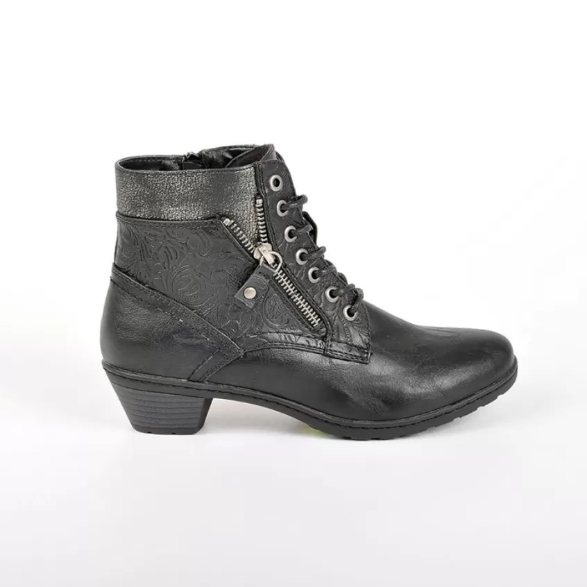 Chaussures Confort | SCALINA Bottines A Talons Bi-Matieres Noir