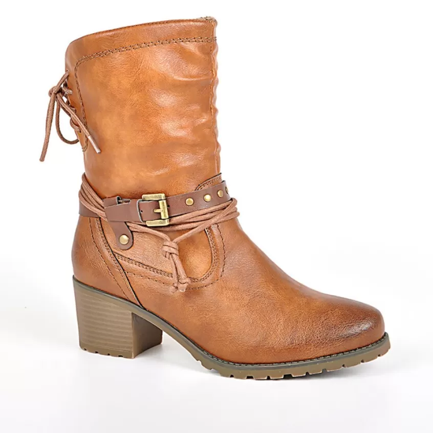 Chaussures Confort | RELIFE Bottines A Talons Femme Avec Boucle Camel