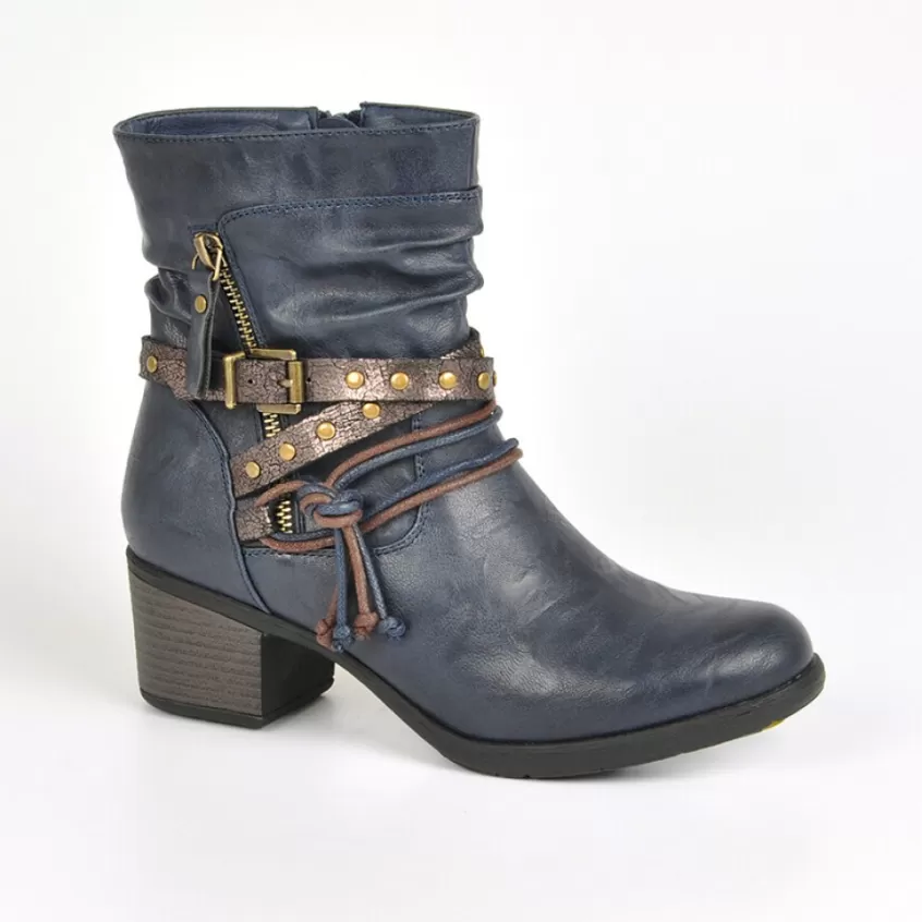 Boots, Bottines | VICE VERSA Bottines A Talons Femme Avec Boucle Bleu Marine