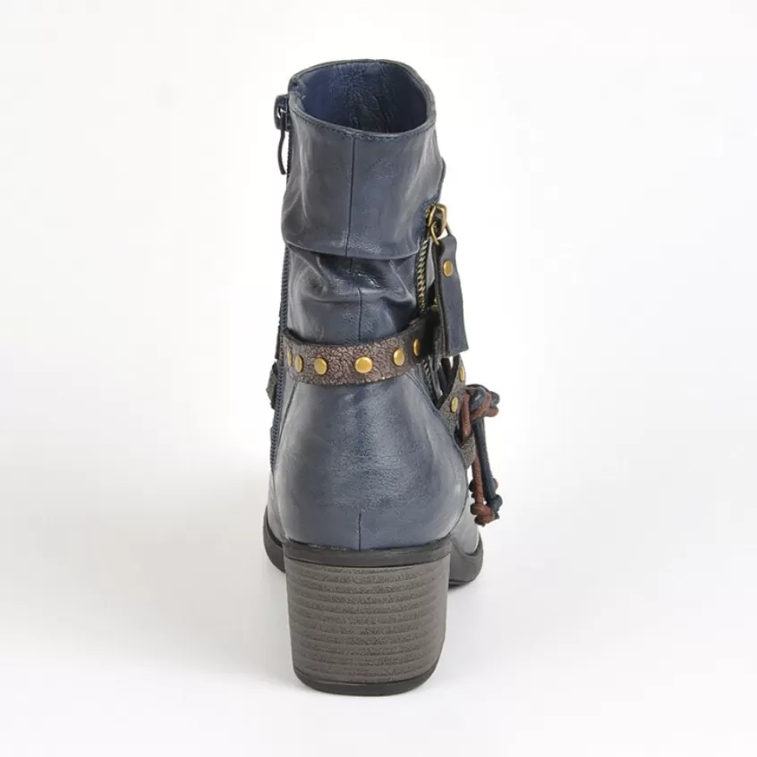 Boots, Bottines | VICE VERSA Bottines A Talons Femme Avec Boucle Bleu Marine