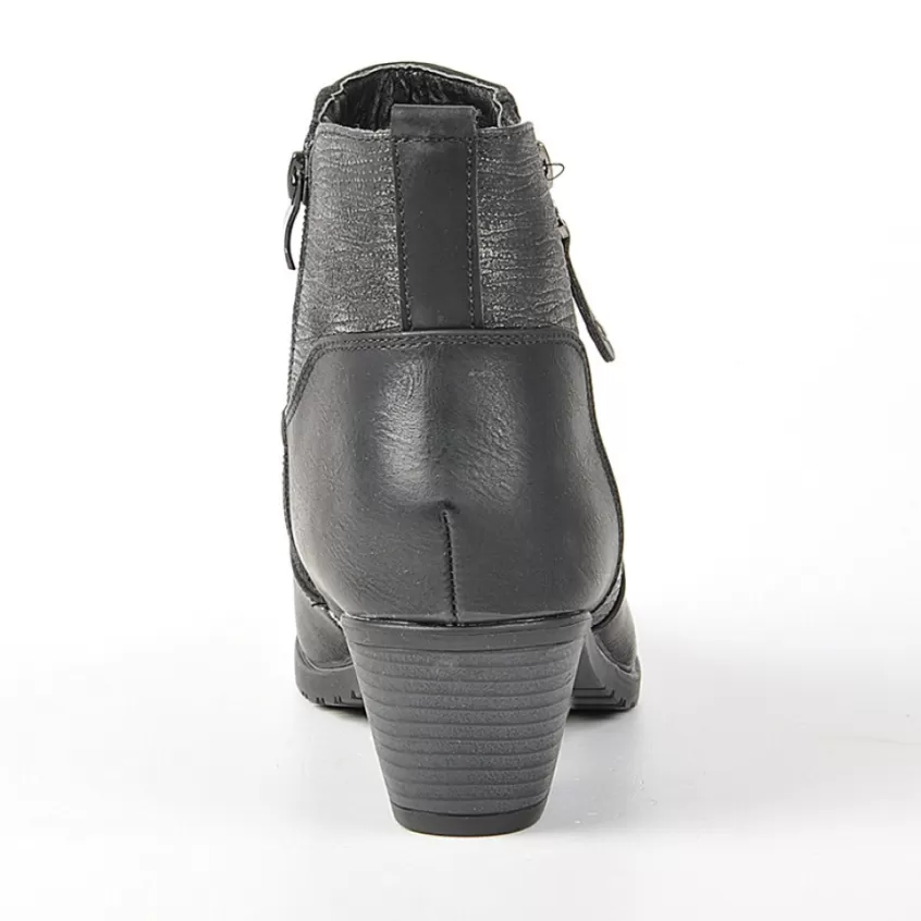 Chaussures Confort | SCALINA Bottines A Talons Femme Avec Zip Decoratif Noir