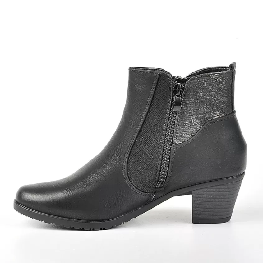 Chaussures Confort | SCALINA Bottines A Talons Femme Avec Zip Decoratif Noir