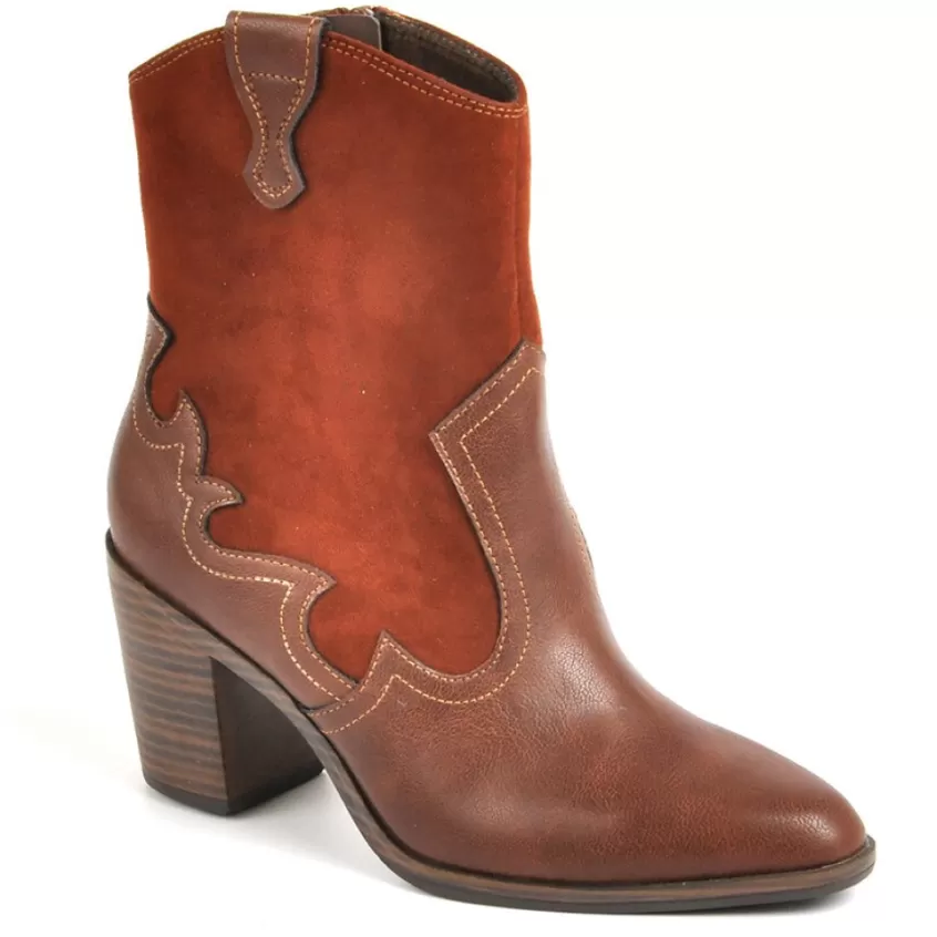 Boots, Bottines | VICE VERSA Bottines A Talons Femme Style Western Marron
