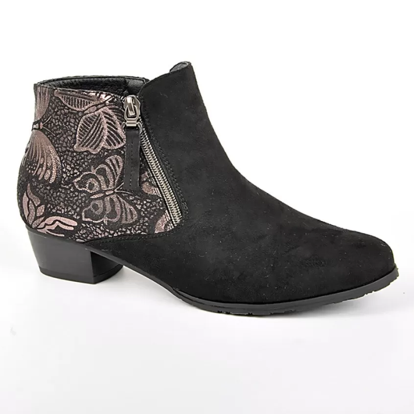 Chaussures Confort | SCALINA Bottines A Talons Motifs Papillons Noir