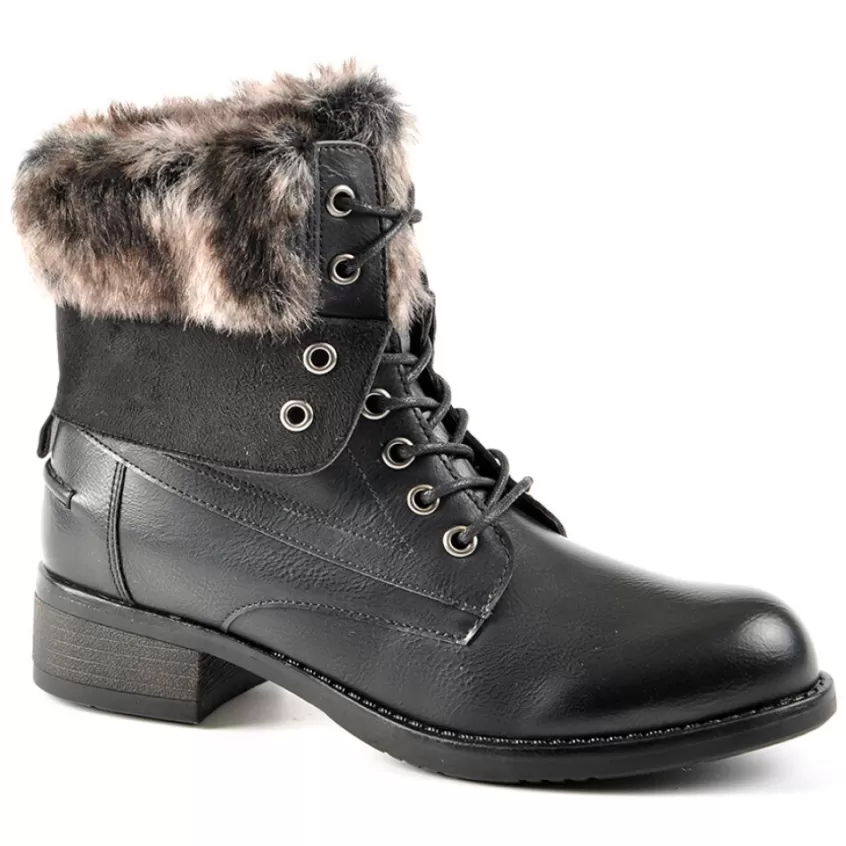 Boots, Bottines | VICE VERSA Bottines Avec Col Fausse Fourrure Noir
