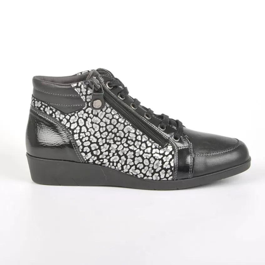 Chaussures Confort | LADY CONFORT Bottines Compensees Avec Zip Pratique Sur Le Cote Noir