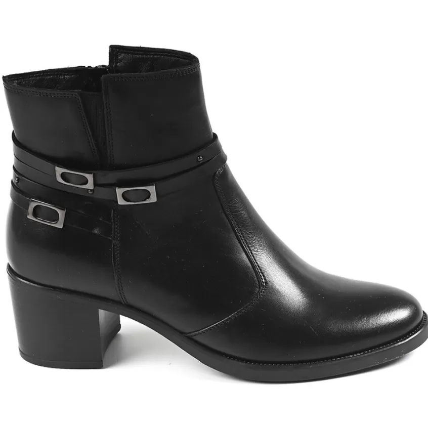 Boots, Bottines | TIPO ALTO Bottines Femme A Talons Avec Boucles Metalliques Noir